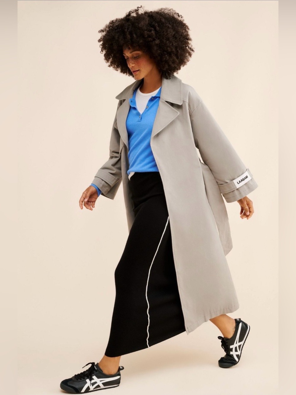 LAAGAM Oversized Belted Trench Grey Capsule Minimalist XL